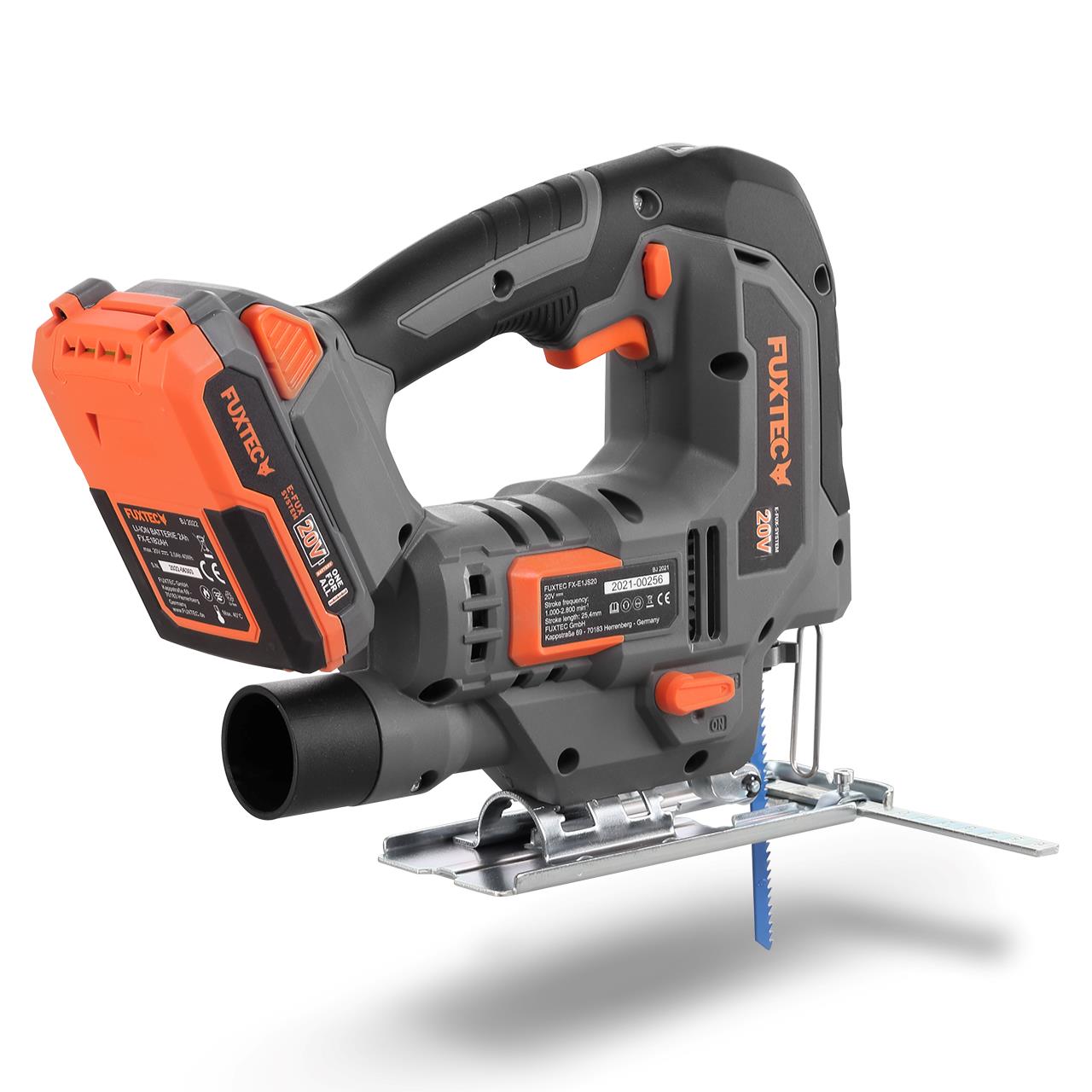 Wyrzynarka akumulatorowa FUXTEC 20V FX-E1JS20 SET z 1 akumulatorem 2Ah, 1 ladowarka 1A