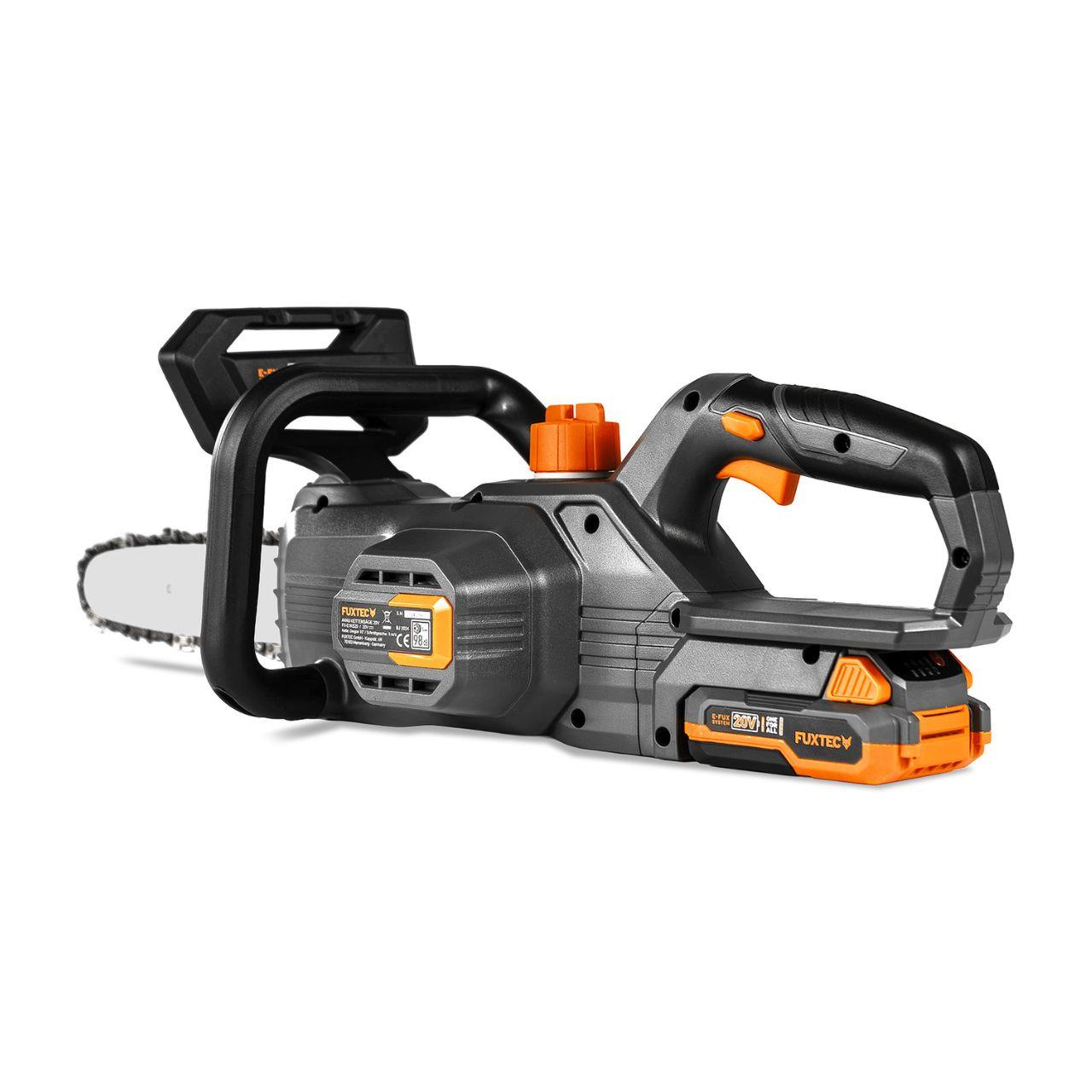 Akumulatorowa pilarka lancuchowa FUXTEC 20V FX-E1KS20 SET 1 z 1 x akumulator 2Ah, 1 x ladowarka 1A