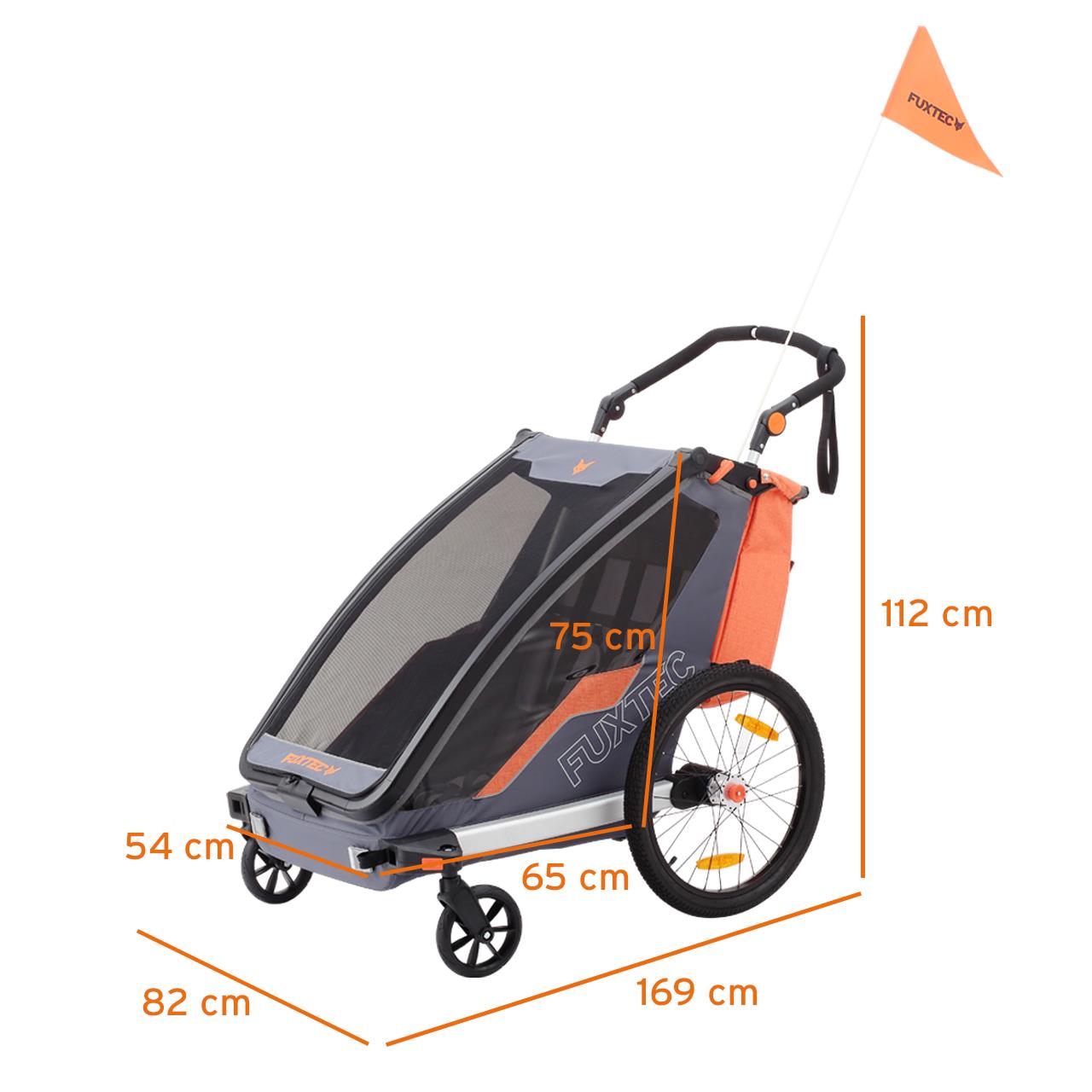 Przyczepka rowerowa/jogger FUXTEC FX-FA1-SET-PURPUR z kolem do joggera