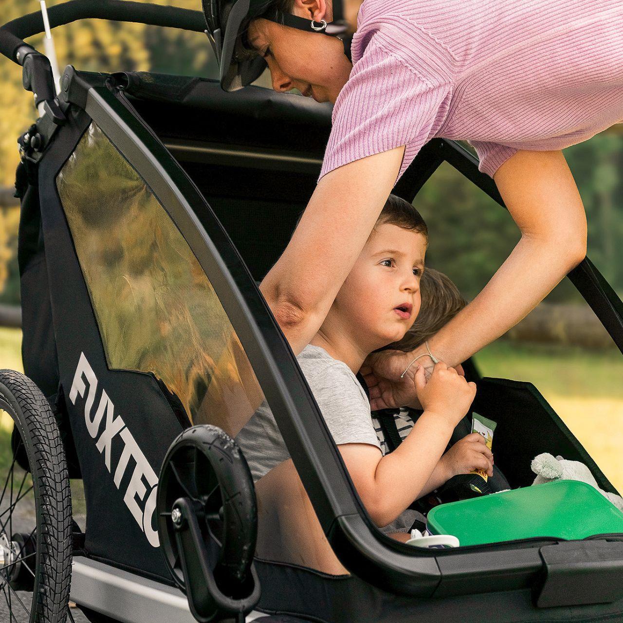 FUXTEC Fahrradanhänger/Jogger FX-FA1-SET-SCHWARZ mit Jogger-Rad