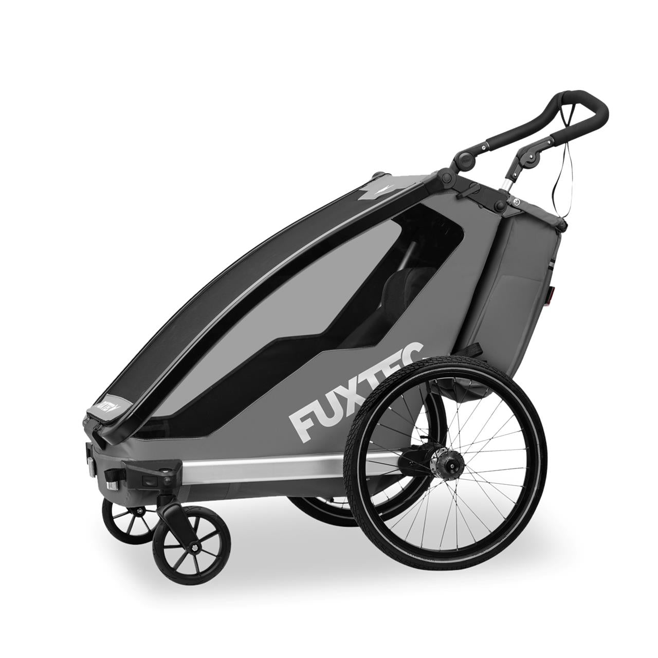 Przyczepka rowerowa FUXTEC FX-FA1S szara z kolem jogger