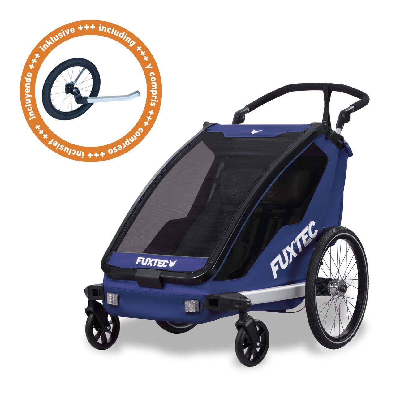 Przyczepka rowerowa/jogger FUXTEC FX-FA1-SET-BLAU z kolem do joggera