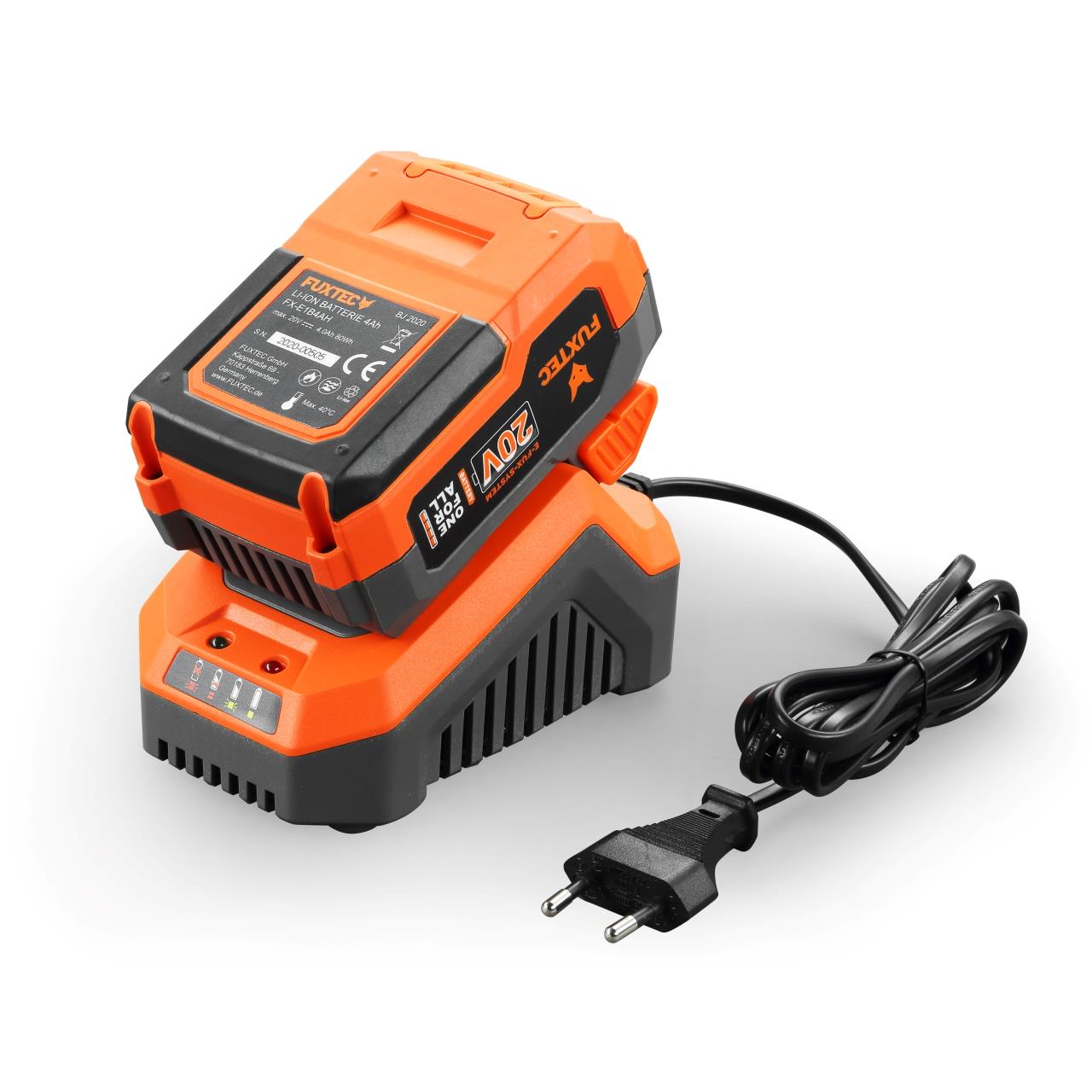 Akumulatorowa dmuchawa do lisci FUXTEC 20V FX-E1LB20 SET 2 z 1 x akumulator 4Ah, 1 x ladowarka 2,4A