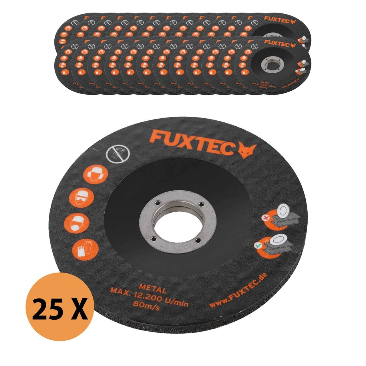 Zestaw 25 tarcz tnacych 115 mm do metalu, stali i stali nierdzewnej do akumulatorowej szlifierki katowej 20 V FX-E1WS20