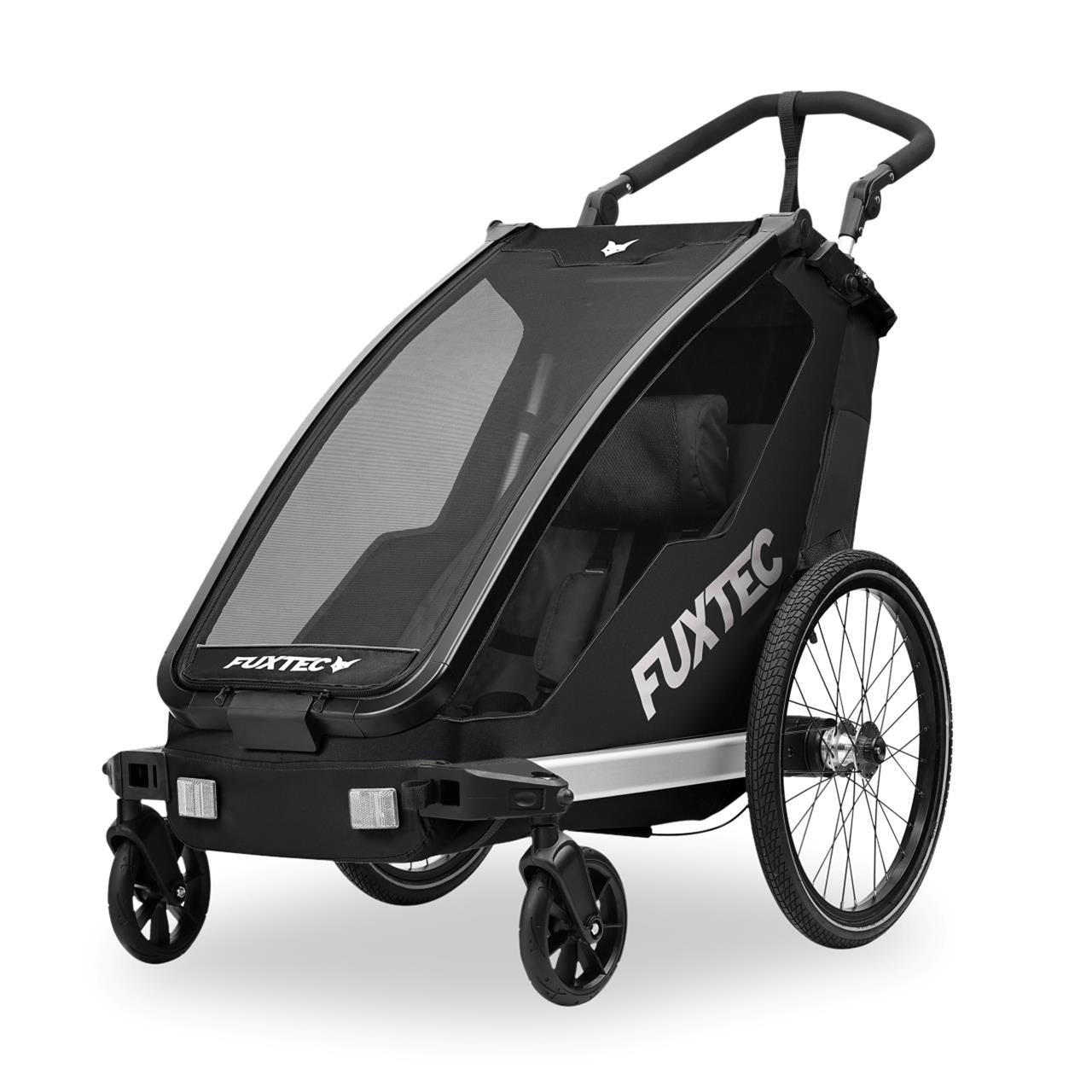 Przyczepka rowerowa FUXTEC FX-FA1S czarna z kolem jogger
